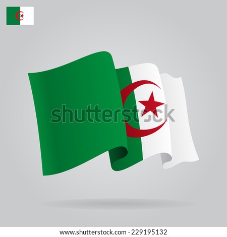 Flat and waving Algeria Flag. Vector illustration