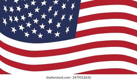 Flat waving american flag background