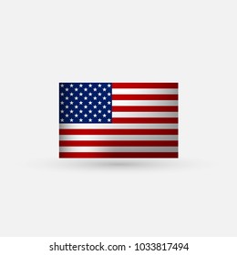 Flat and waving American Flag. Vector illustration