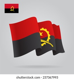 Flat and waving Angolan Flag. Vector illustration