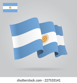 Flat and waving Argentine Flag. Vector illustration