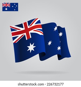 Flat And Waving Australian Flag. Vector Illustration