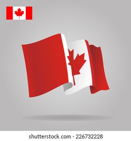 Flat and waving Canadian Flag. Vector illustration