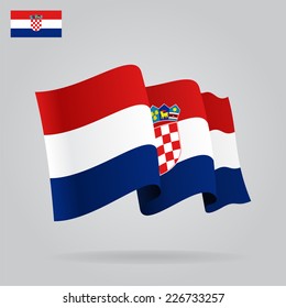 Flat and waving Croatian Flag. Vector illustration