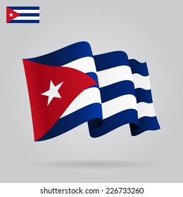 Flat And Waving Cuban Flag. Vector Illustration