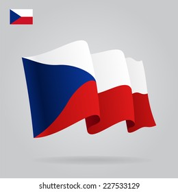 Flat and waving Czech Republic Flag. Vector illustration