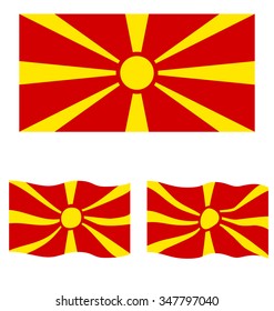 Flat and Waving Flag of Republic of Macedonia Country