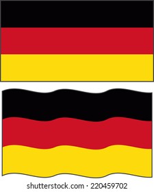 Flat and waving Germany Flag. Vector illustration