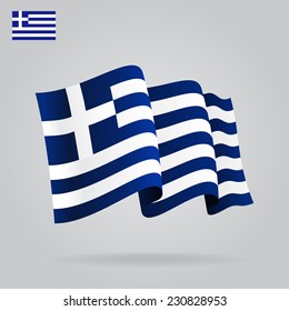 Flat And Waving Greek Flag. Vector Illustration