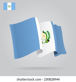 Bandeira da Guatemala plana e acenando. Ilustração vetorial
