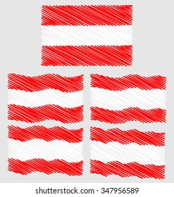 Flat and Waving Hand Draw Sketch Flag of Austria Country