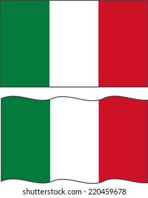 Flat and waving Italian Flag. Vector illustration