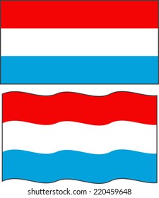 Flat and waving Luxembourg Flag. Vector illustration