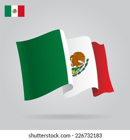 Flat and waving Mexican Flag. Vector illustration