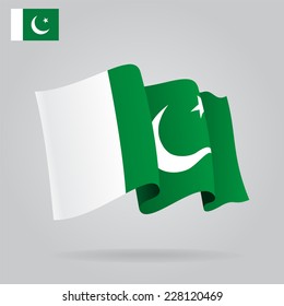 Flat and waving Pakistani Flag. Vector