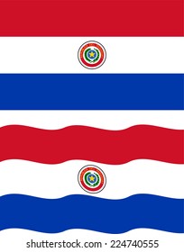 Flat and waving Paraguayan Flag. Vector illustration