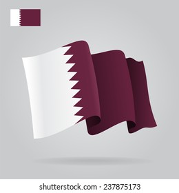Flat and waving Qatar Flag. Vector illustration Eps 8.