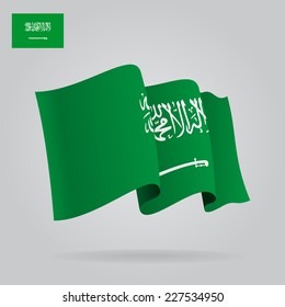 Flat and waving Saudi Arabia Flag. Vector illustration