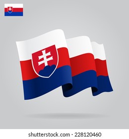 Flat and waving Slovak Flag. Vector