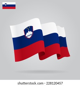 Flat and waving Slovenian Flag. Vector 