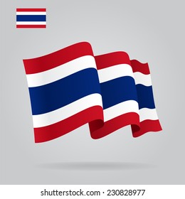 Flat And Waving Thai Flag. Vector Illustration