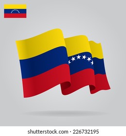 Flat and waving Venezuelan Flag. Vector illustration