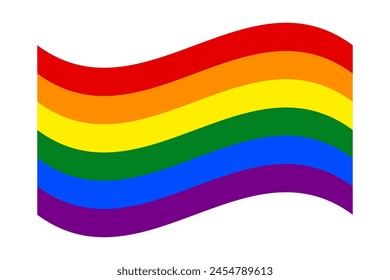 Flat wavy Pride flag isolated on transparent background. Clipart Flag for pride month. Vector illustration