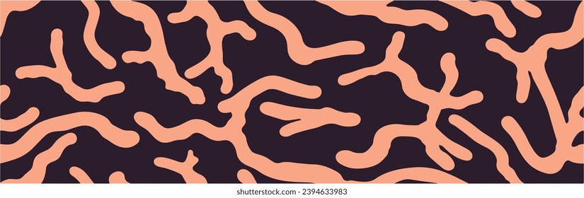Flat wavy shapes of cartoon waves background. Abstract 60s 70s psychedelic design. Collage. Abstract psychedelic groovy vector background. Seamless.
