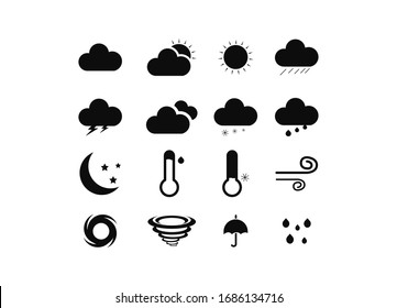 Clima plano, clima, conjunto de iconos de previsión 