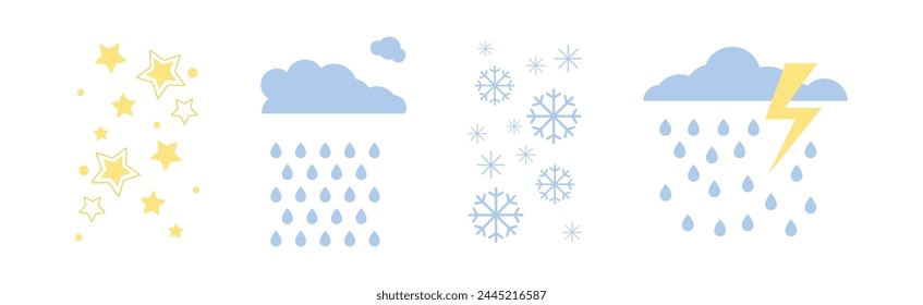 Flat Weather and Climate Icon and Symbol Vector Set