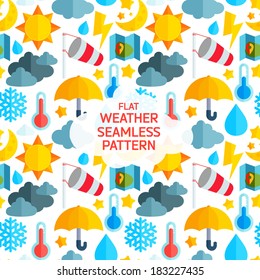 Flat weather colorful seamless pattern. Template for web and mobile applications