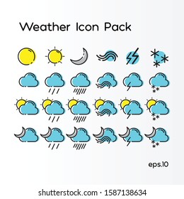 Flat Weather Icon Pack with set of items