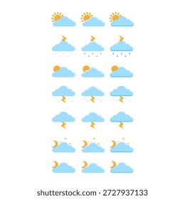 Flat Weather Icon Set Shows Daily Conditions.
