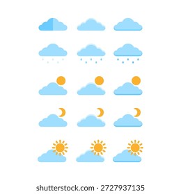 Flat Weather Icon Set Shows Daily Conditions.