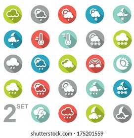 Flat weather icon set in vector, modern