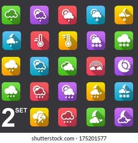 Flat weather icon set in vector, modern