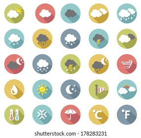 Flat  weather icon vector set. 