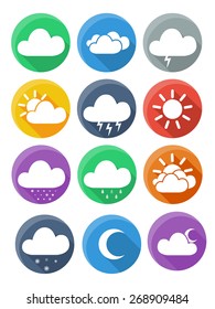 Flat weather icon vector set.