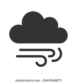 Flat Weather Icon of Windy Cloudy Sky