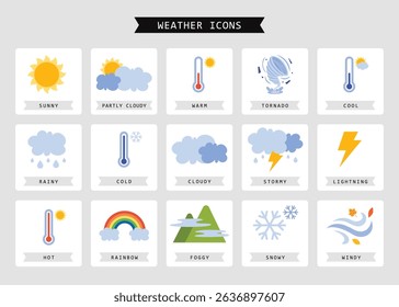 Flat Weather Icons Collection Design