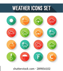 Flat weather icons set. Vector illustration.
