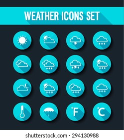 Flat weather icons set. Vector illustration.