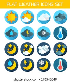 Flat weather Icons Set for Web and Mobile Applications 