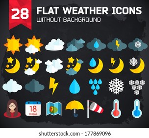 Flat weather Icons Set for Web and Mobile Applications 