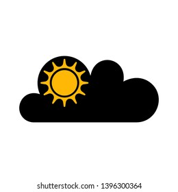 Flat weather symbol for apps and web sites. Vector illustration. Sun and cloud.