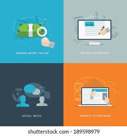 Flat web advertisiment and social media development vector concepts