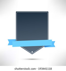 Flat web banner template with blue ribbon. Vector illustration
