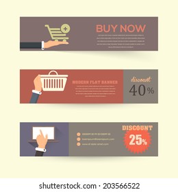 Flat Web Banner Template - Business, Marketing Touch and Choose Concept Vector Design
