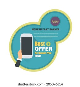 Flat Web Banner Template - Business, Marketing Touch and Choose Concept Vector Design