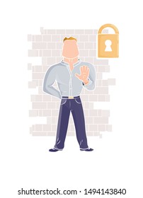 Flat web concept of Security guard or bouncer. Light minimal modern composition